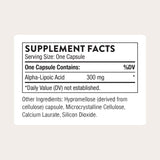 THORNE Ácido alfa-lipoico: cápsulas en botella para apoyo metabólico y detox suave.