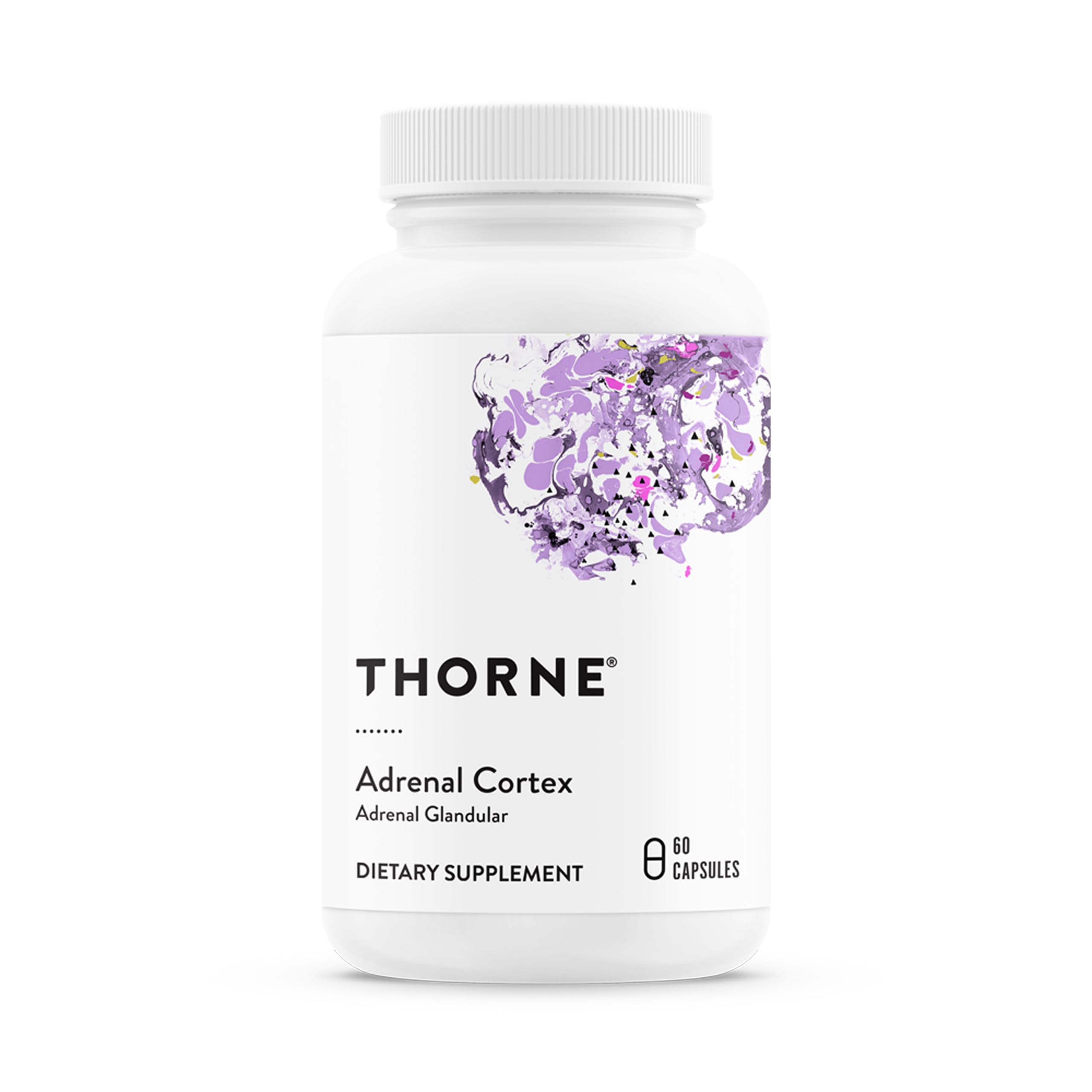THORNE Adrenal Cortex, frasco de cápsulas; apoyo al bienestar general y manejo del estrés.