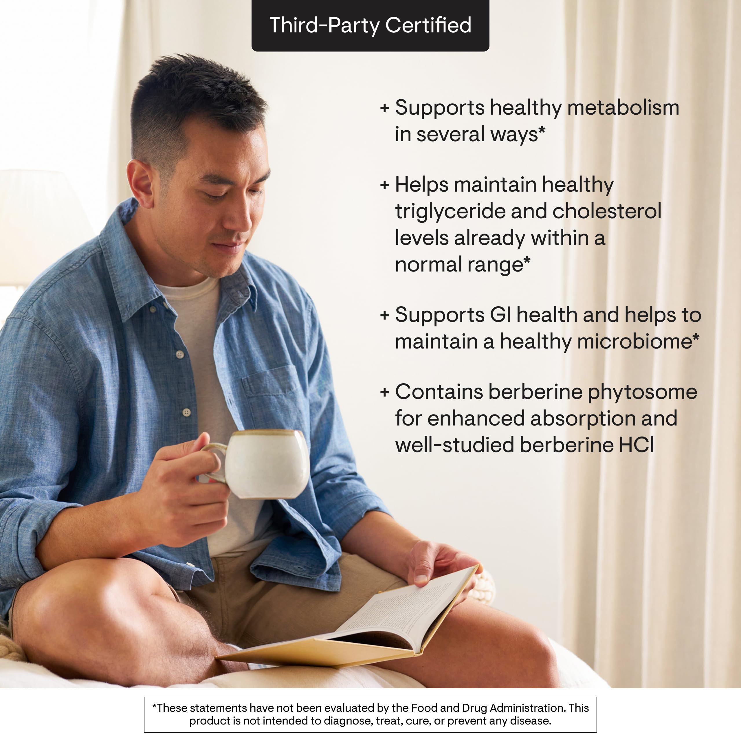 THORNE Berberina, certificado por terceros y libre de gluten.