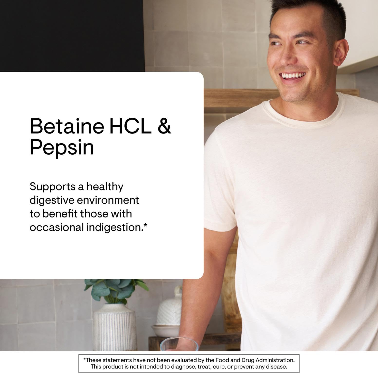 Cápsulas THORNE betaína HCL y pepsina para digestión de proteínas