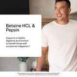 Cápsulas THORNE betaína HCL y pepsina para digestión de proteínas