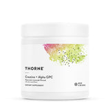THORNE Creatine Alpha GPC envase: soporte muscular para entrenamientos intensos.