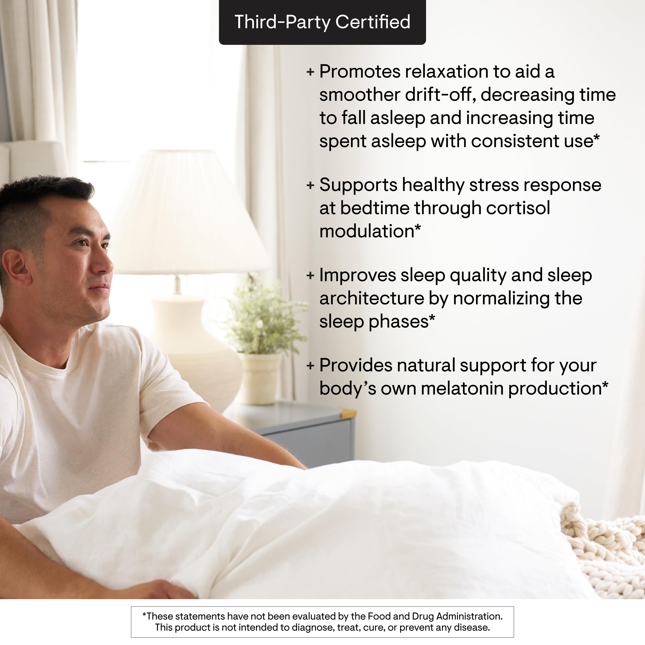 Thorne Deep Sleep Complex pill with glass of water before bed.