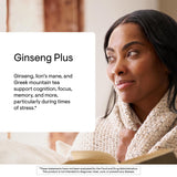 Etiqueta frontal de THORNE Ginseng Plus con información de seguridad