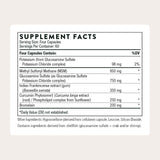 THORNE glucosamina MSM bromelina y curcumina, ingredientes clave para articulaciones.