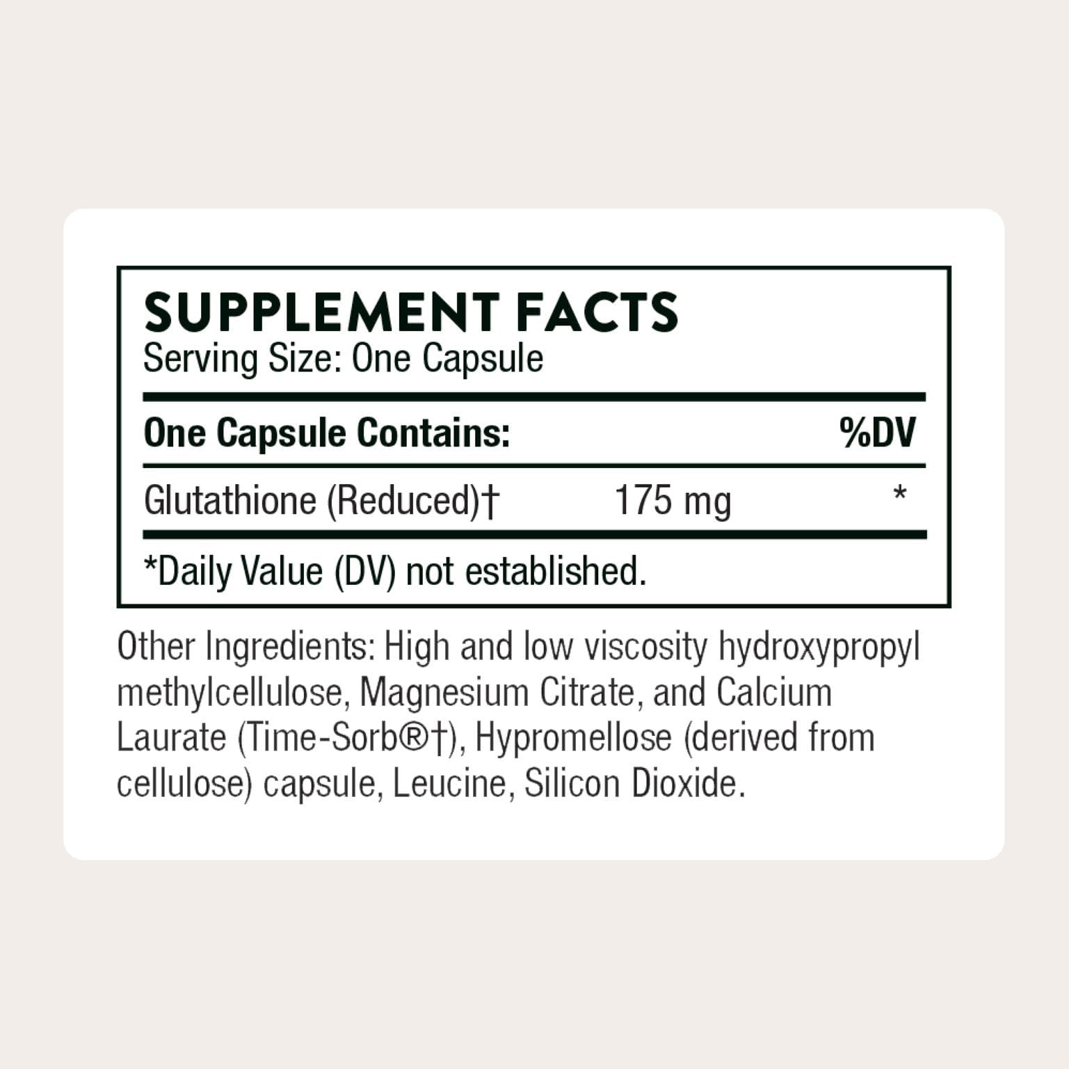 Envase de 60 cápsulas THORNE Glutathione-SR para soporte antioxidante.