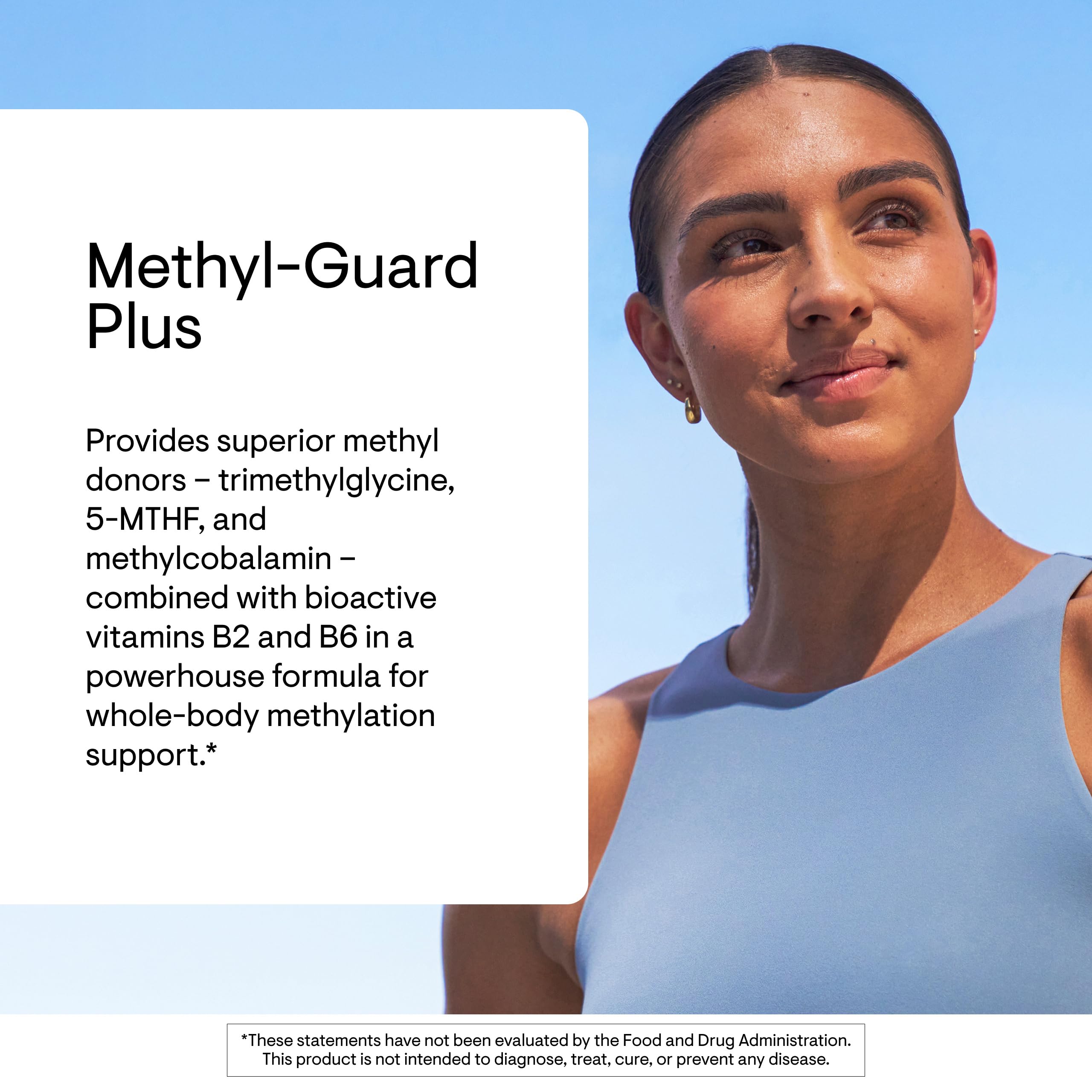 Etiqueta frontal THORNE Methyl-Guard Plus con 5-MTHF para apoyo metabólico