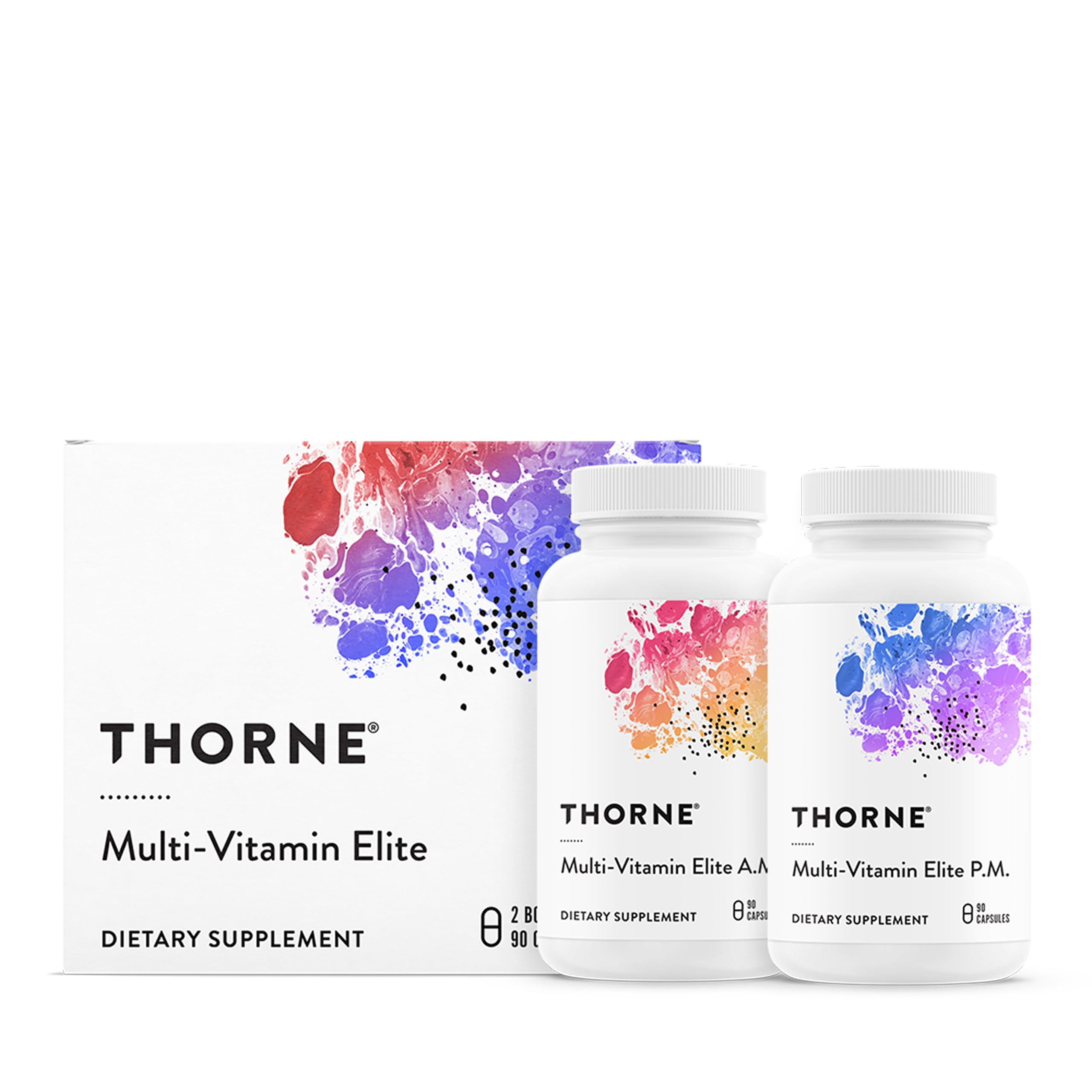 THORNE Multi-Vitamin Elite AM bottle supports daytime energy and joint mobility.