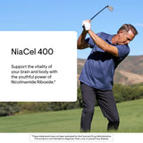 Close-up of THORNE NiaCel 400 cap emphasizing easy-to-swallow capsules
