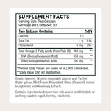 Etiqueta de THORNE Prenatal DHA mostrando ingredientes y DHA/EPA
