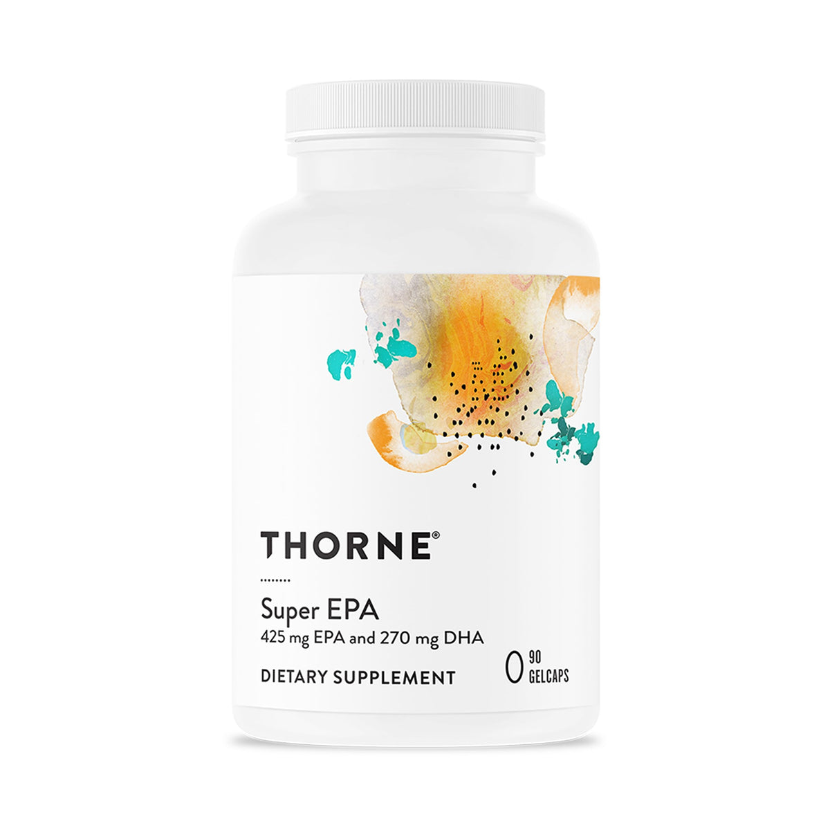 THORNE Super EPA: botella de cápsulas para uso diario y salud general.