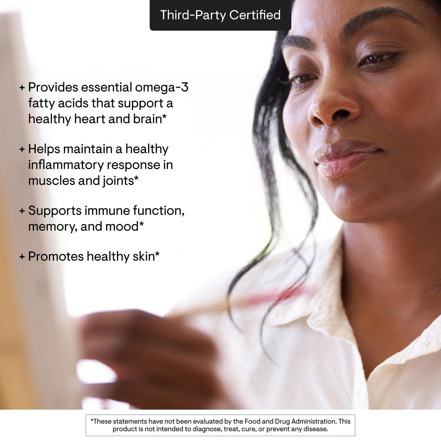 Certificaciones de terceros de THORNE Super EPA para tranquilidad al elegir suplementos.