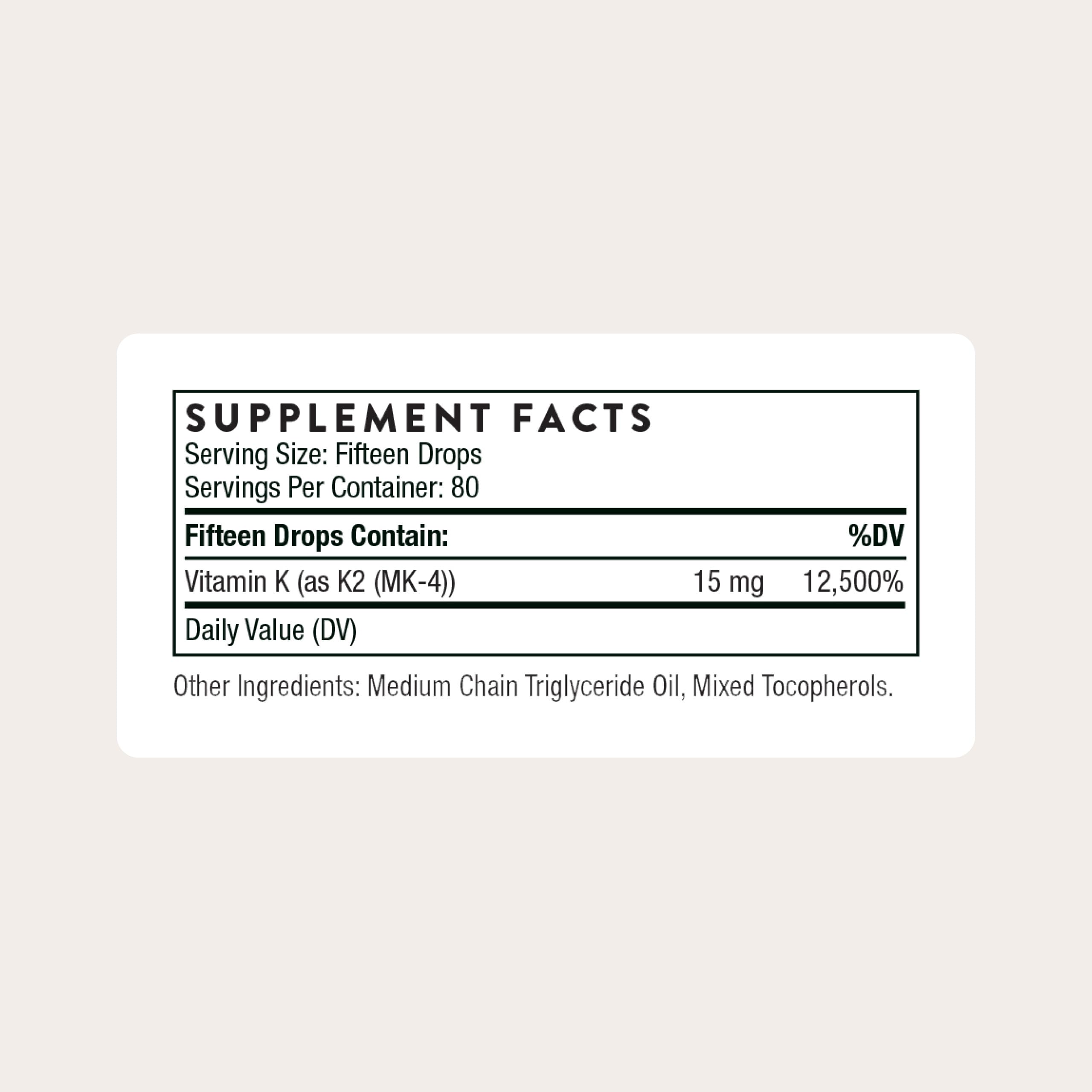 THORNE Vitamina K2 MK4, dispensador de dosis precisa para cada toma.