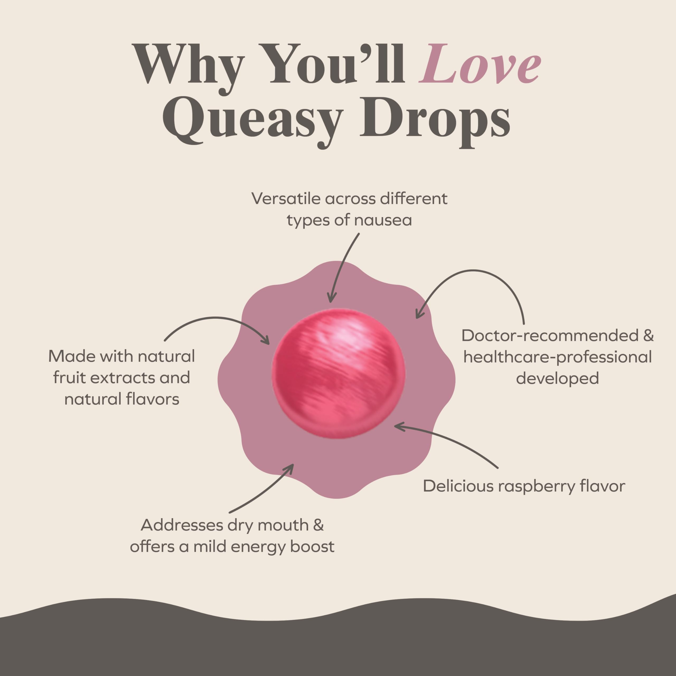 Three Lollies Queasy Drops pastillas de frambuesa rosa permiten lubricar la boca