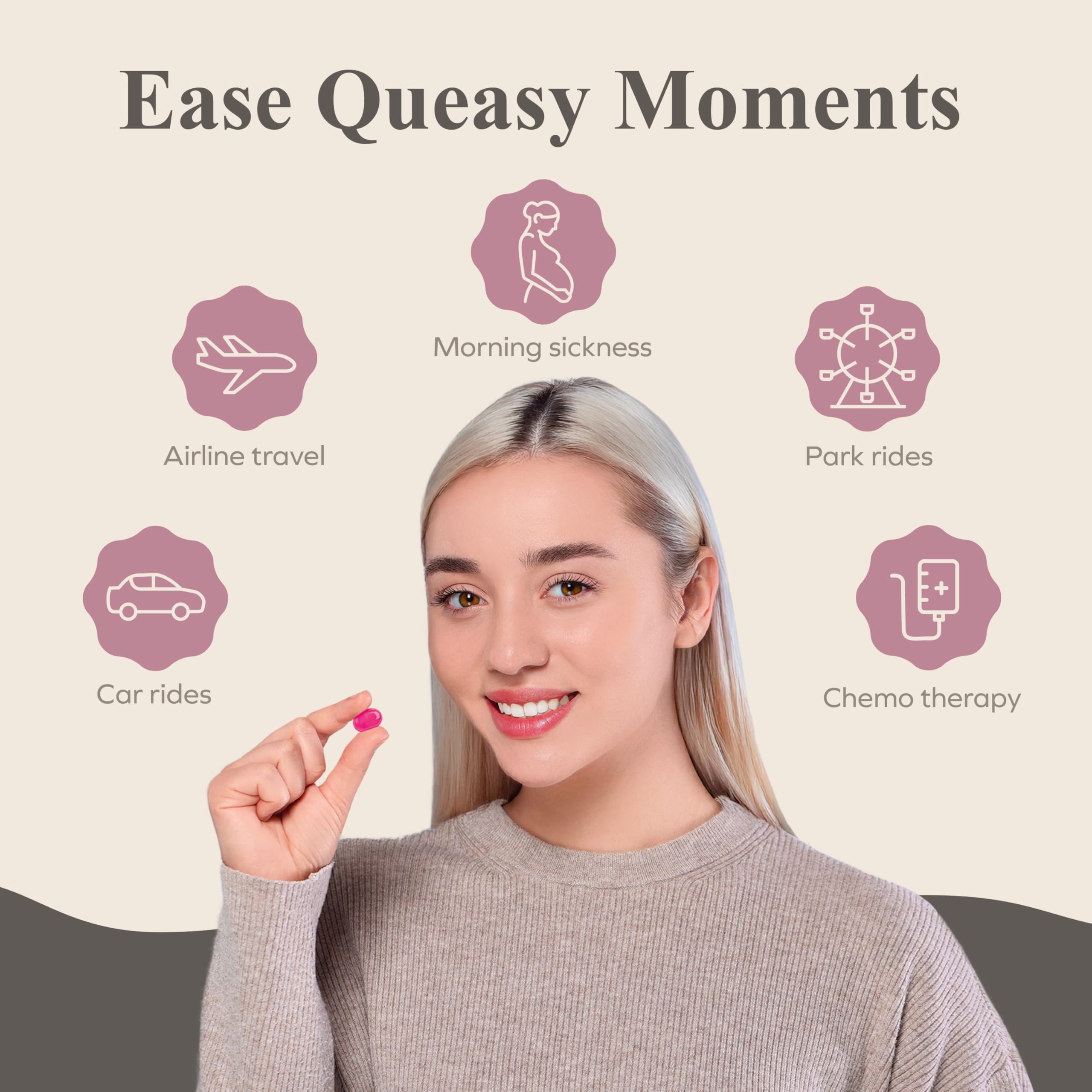 Three Lollies Queasy Drops para viaje, compañera práctica ante molestia estomacal