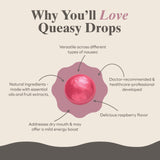 Three Lollies Queasy Drops textura suave y sabor frambuesa