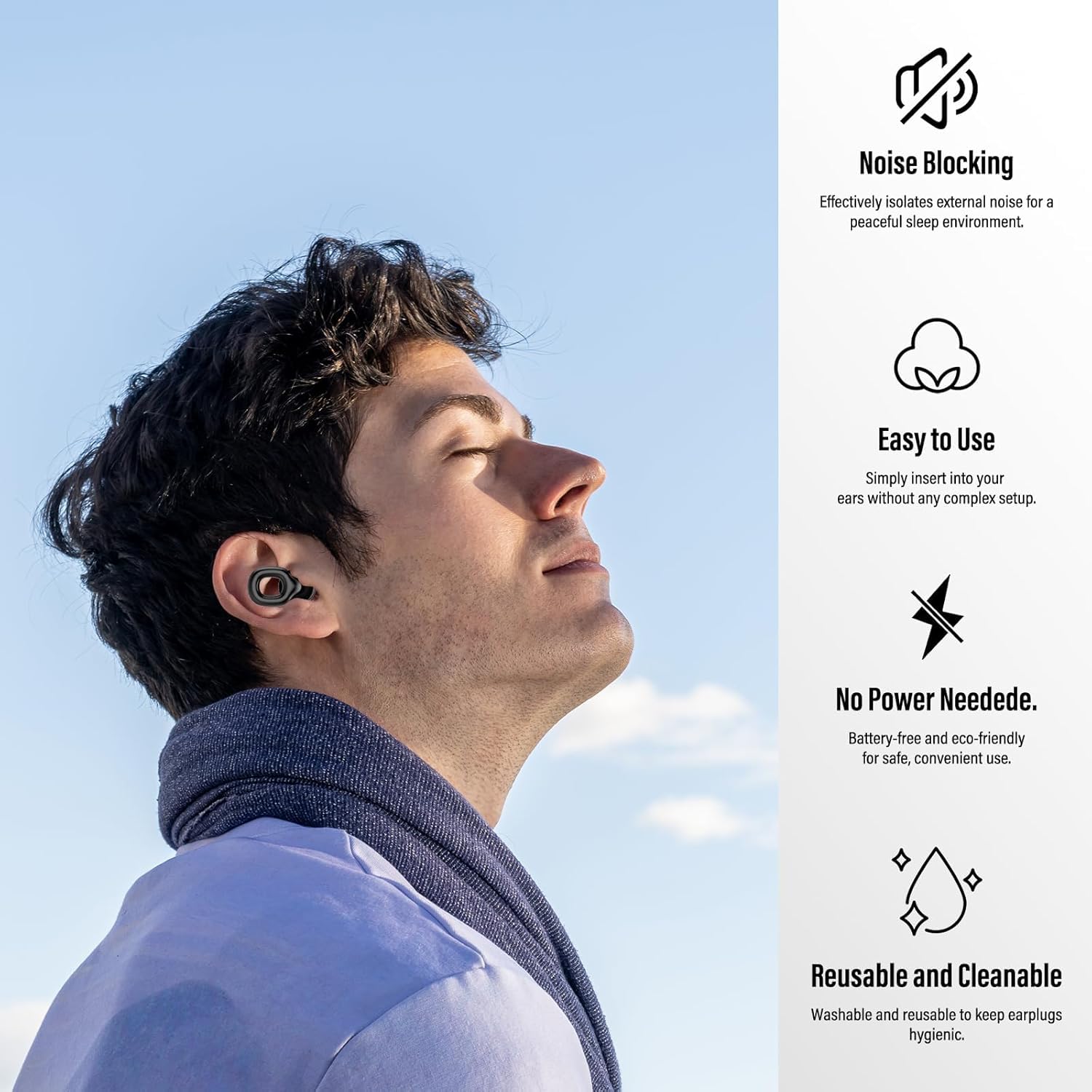 Tapón de oreja Thunelec de silicona suave para comodidad nocturna.