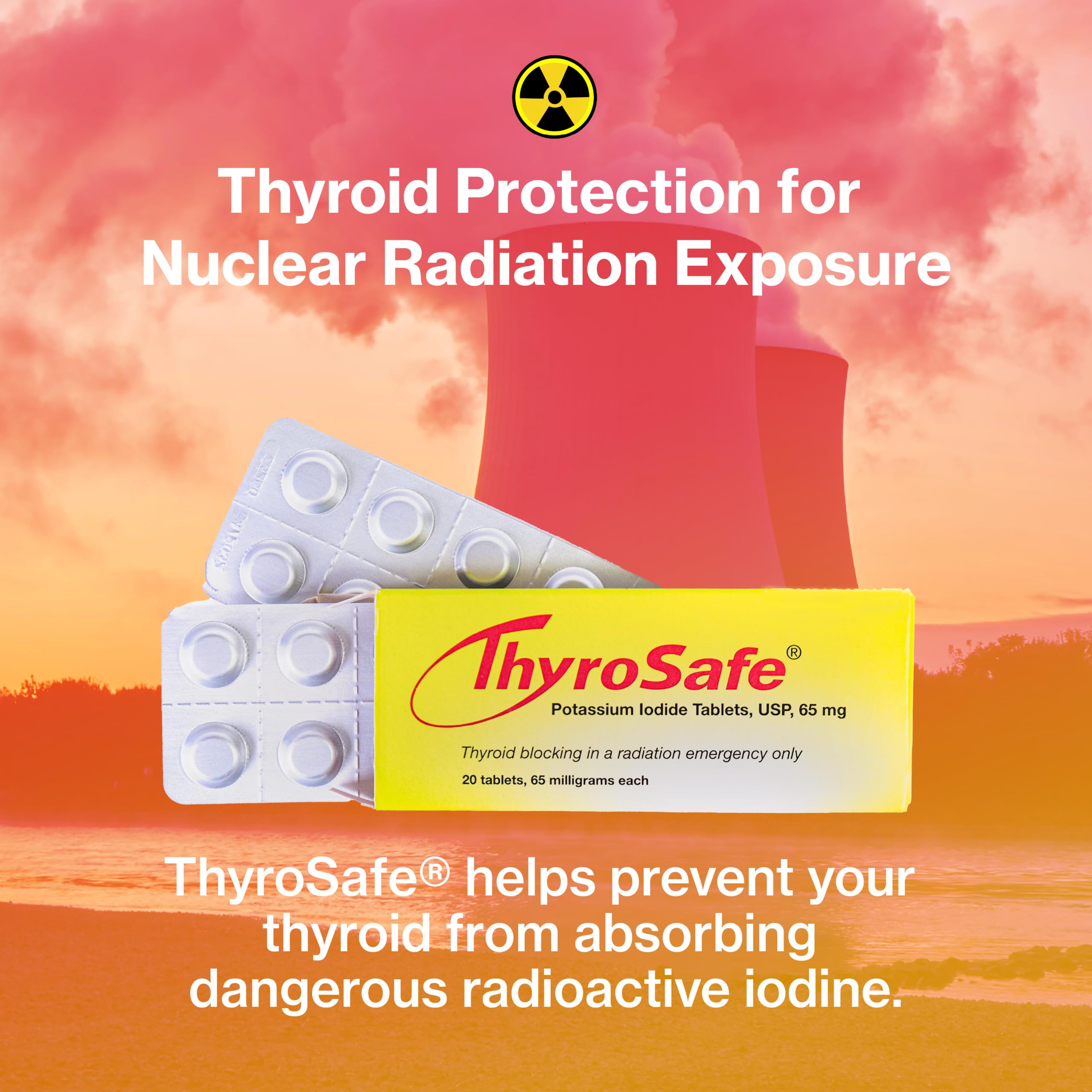 ThyroSafe 65 mg: empaque de 20 tabletas listo para guardar.