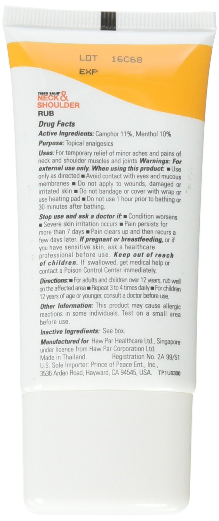Tiger Balm ungüento para cuello y hombros, facilita masaje y relajación diaria.