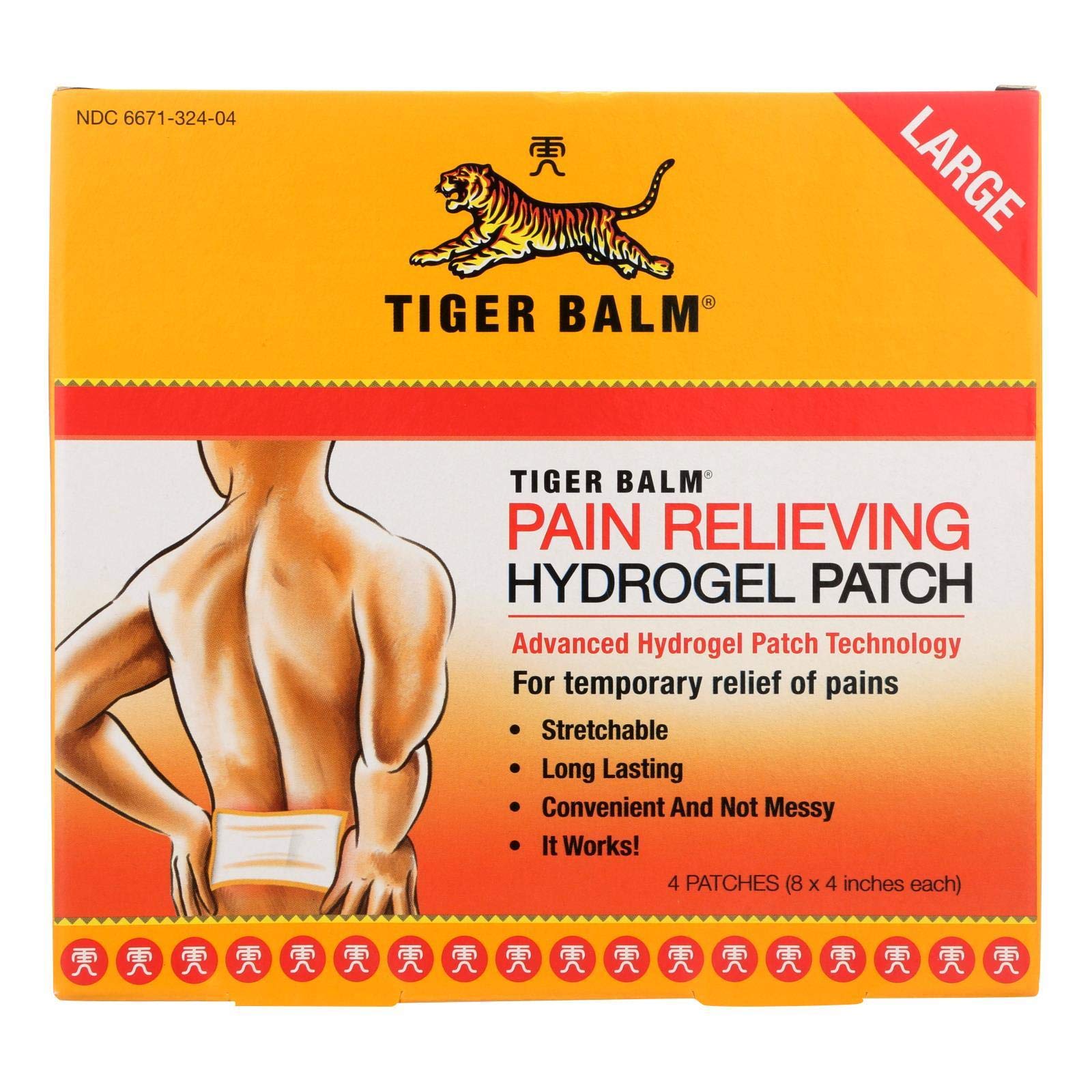 Tiger Balm Patch Grande, caja de 6, alivio temporal discreto sin manchar la ropa.