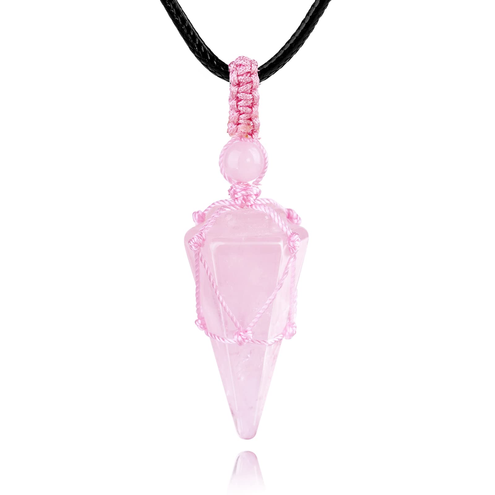 Collar Tikcauz con cuarzo rosa de 6 facetas, uso diario recomendado