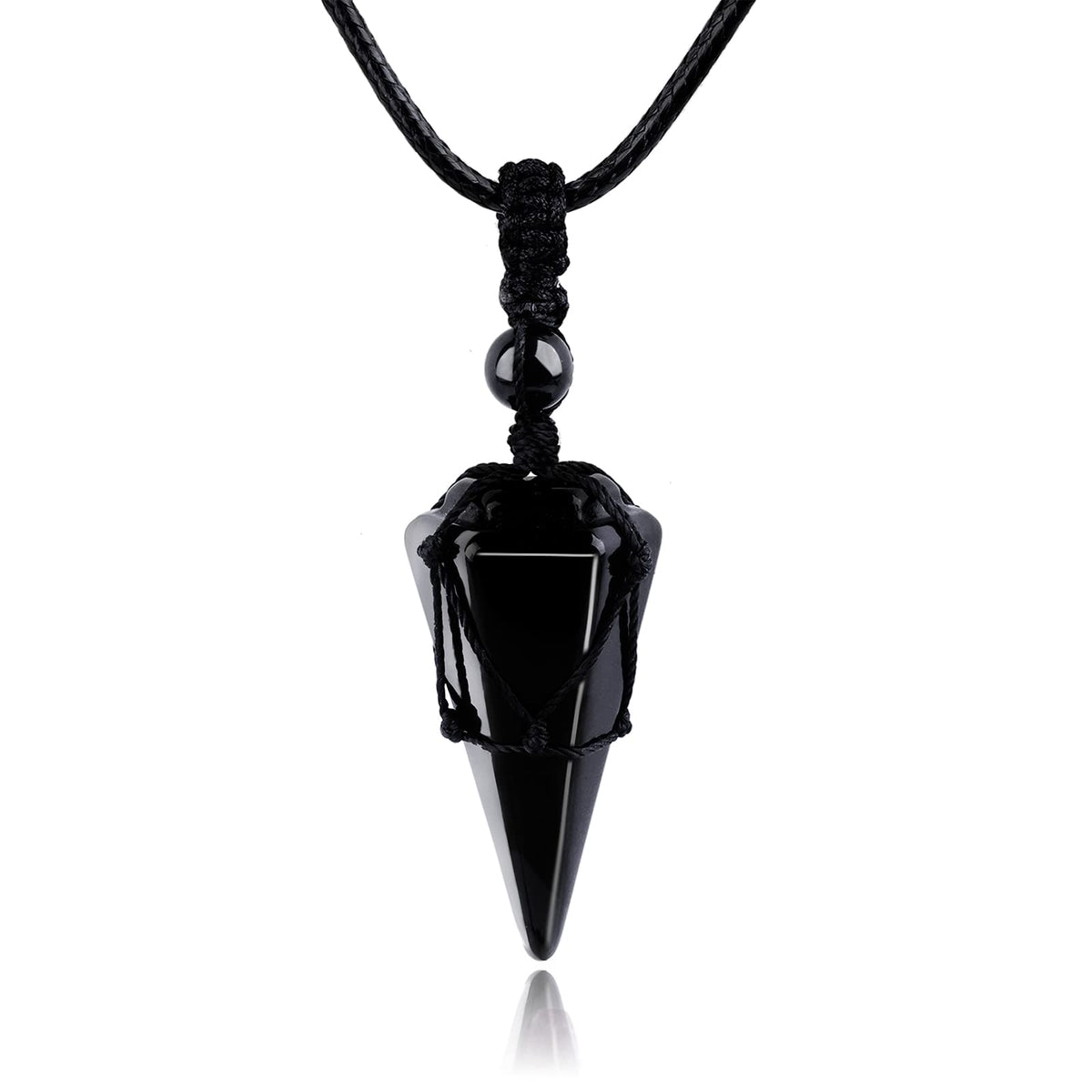 Tikcauz collar obsidiana negra con punta hexagonal para uso diario