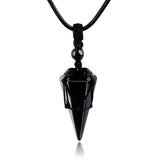 Tikcauz collar obsidiana negra con punta hexagonal para uso diario