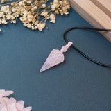 Tikcauz pendente hexagonal de cuarzo rosa, brillo elegante