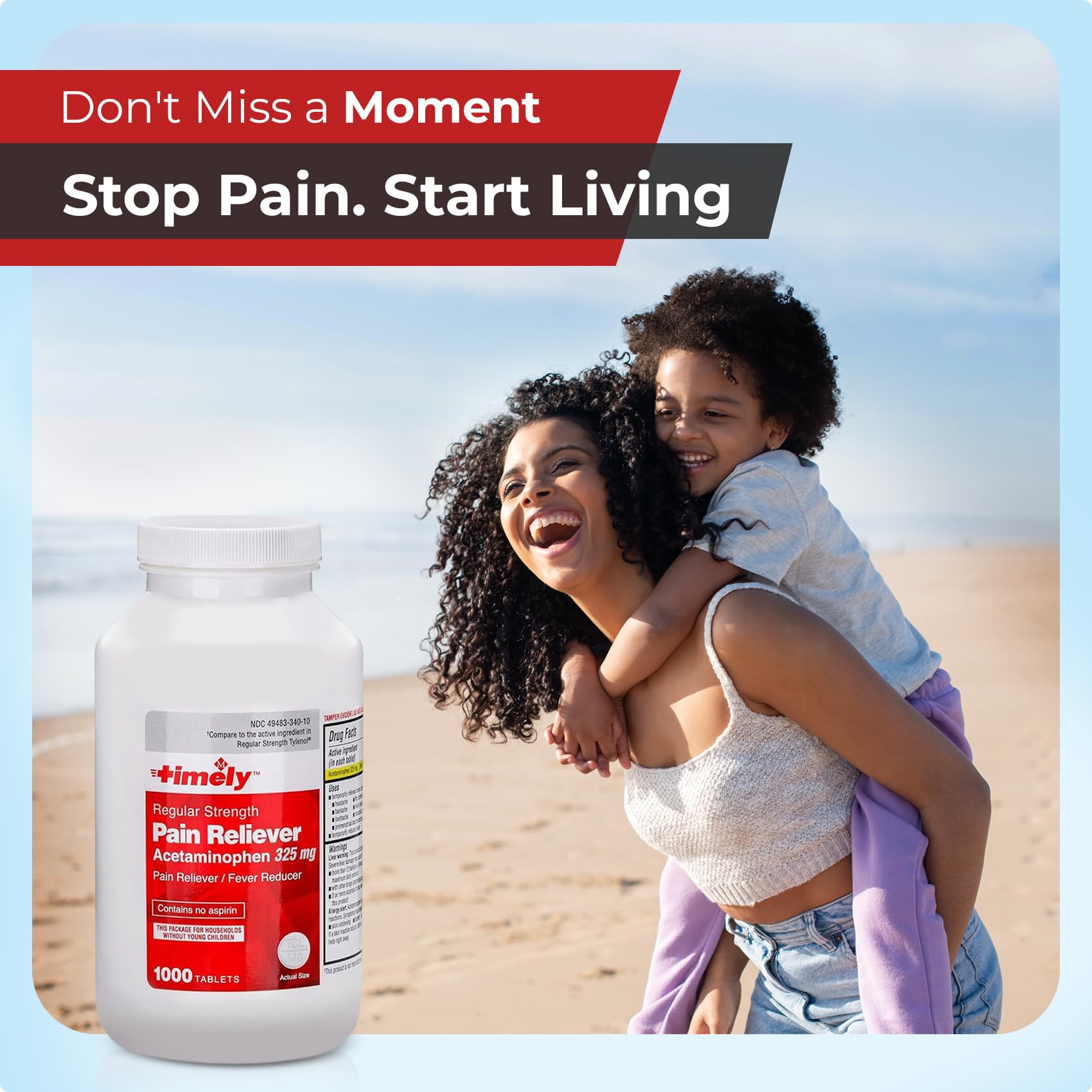 TIME-CAP LABS acetaminofen 325 mg envase para uso diario en la rutina.