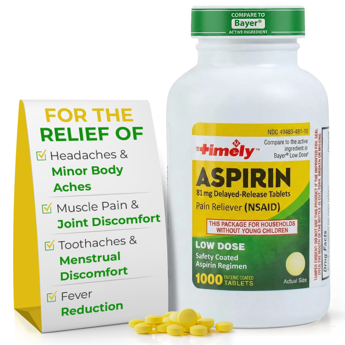 Aspirina TIME-CAP LABS 81 mg con envoltura entérica para digestión suave