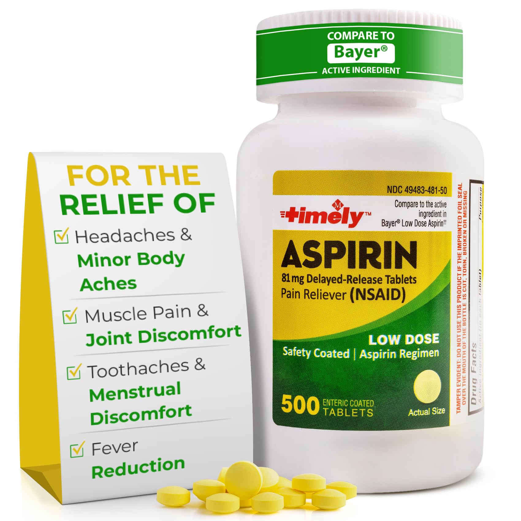 TIME-CAP LABS Aspirina 81mg tableta revestida entérica para digestión suave
