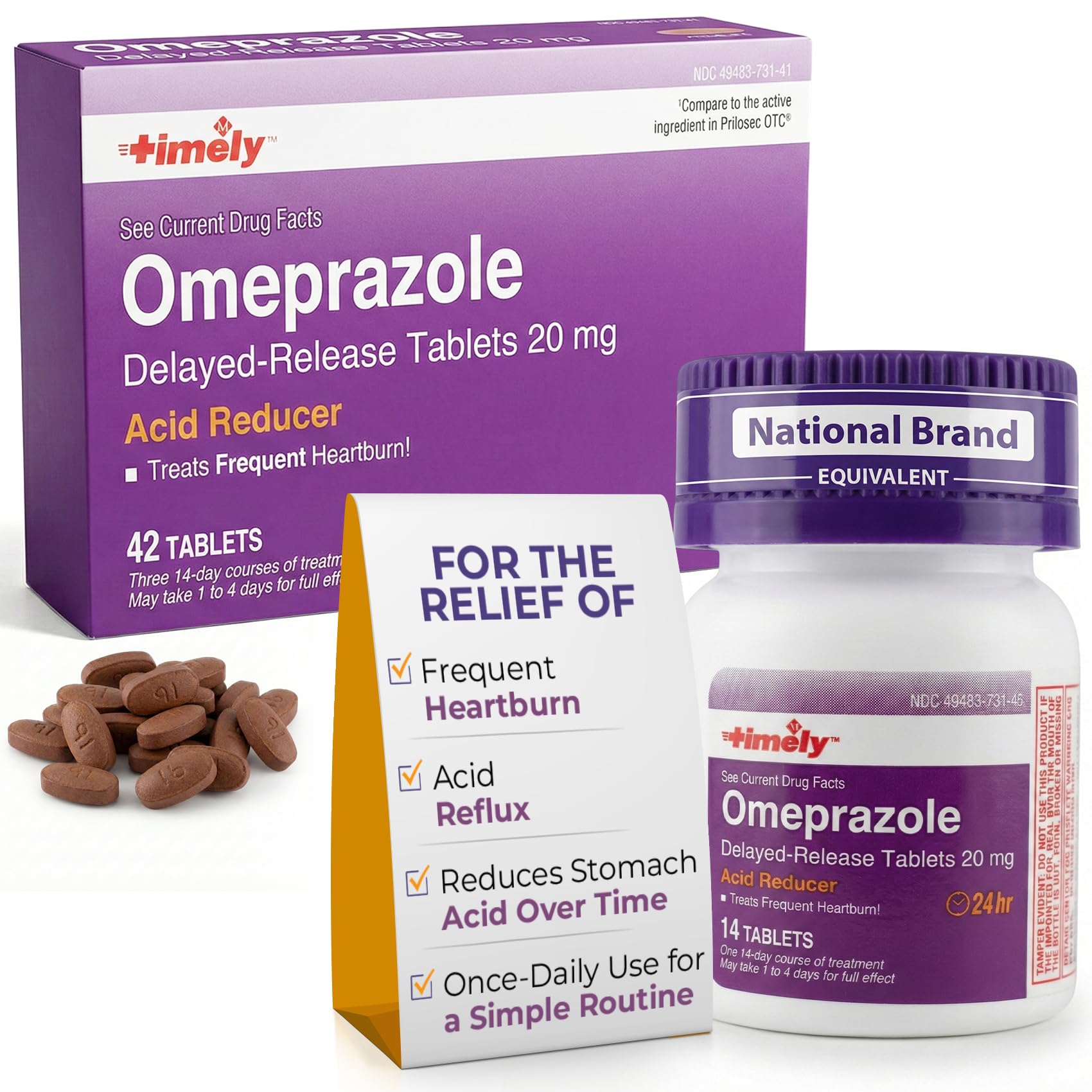 TIME-CAP LABS Omeprazol, tableta de liberación retardada para alivio del ardor frecuente