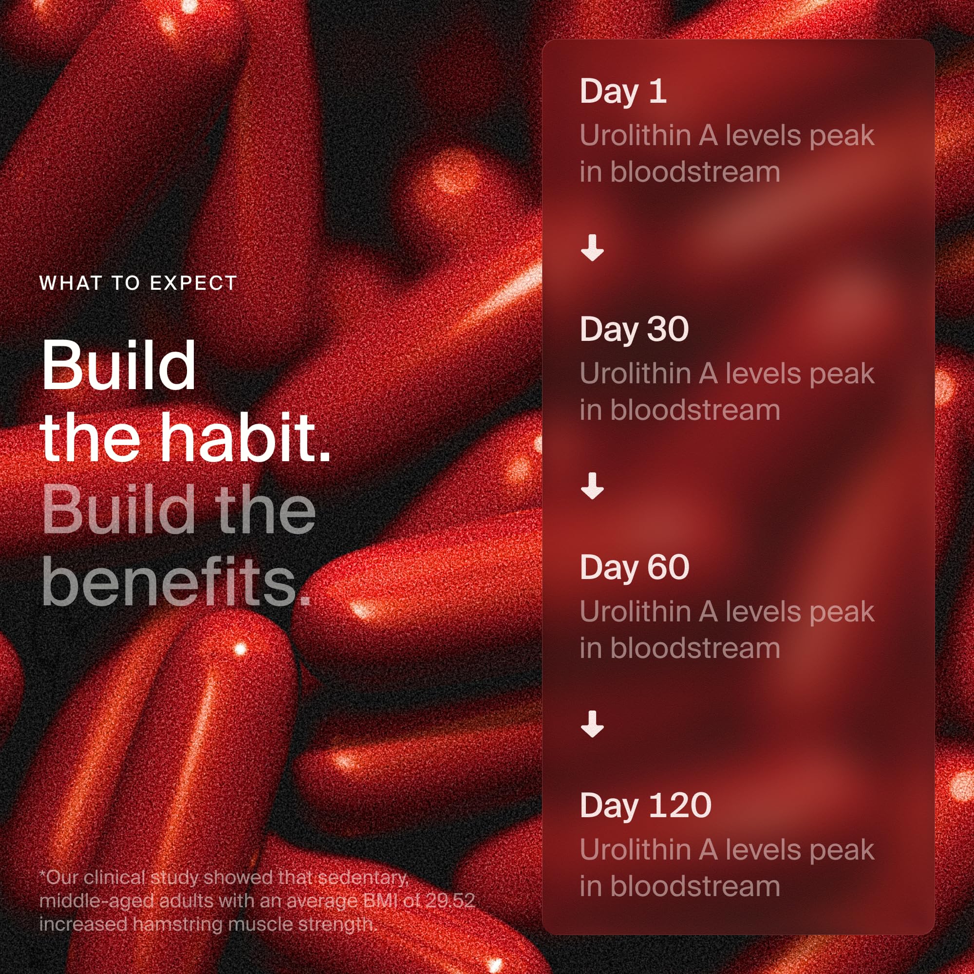 Softgels close-up show Mitopure Urolithin A for longevity support.