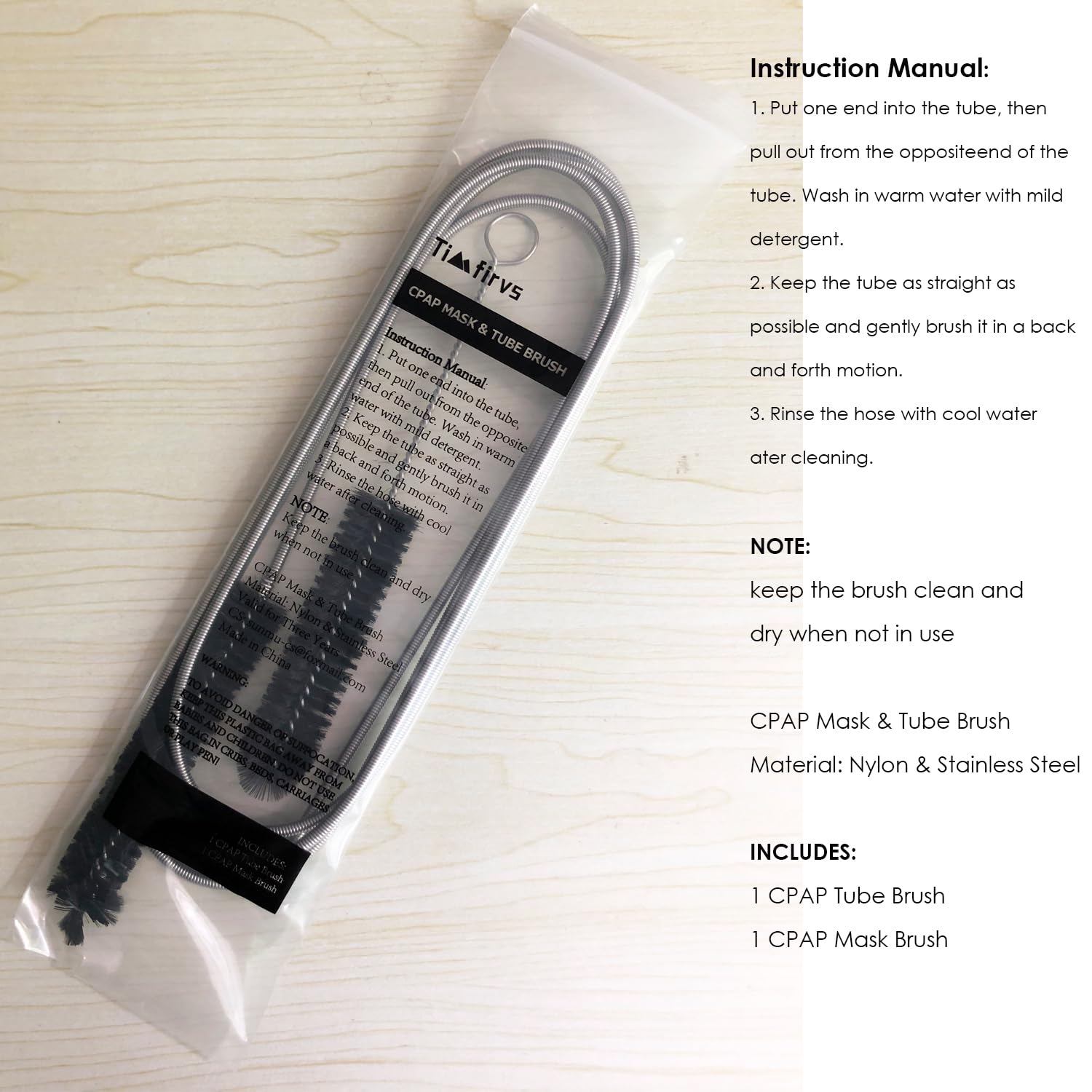 TIMFIRVS cepillo con mango de acero inoxidable, duradero y resistente