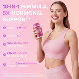 TIMORA fórmula 10-en-1 con folato activo y ashwagandha para energía y equilibrio.