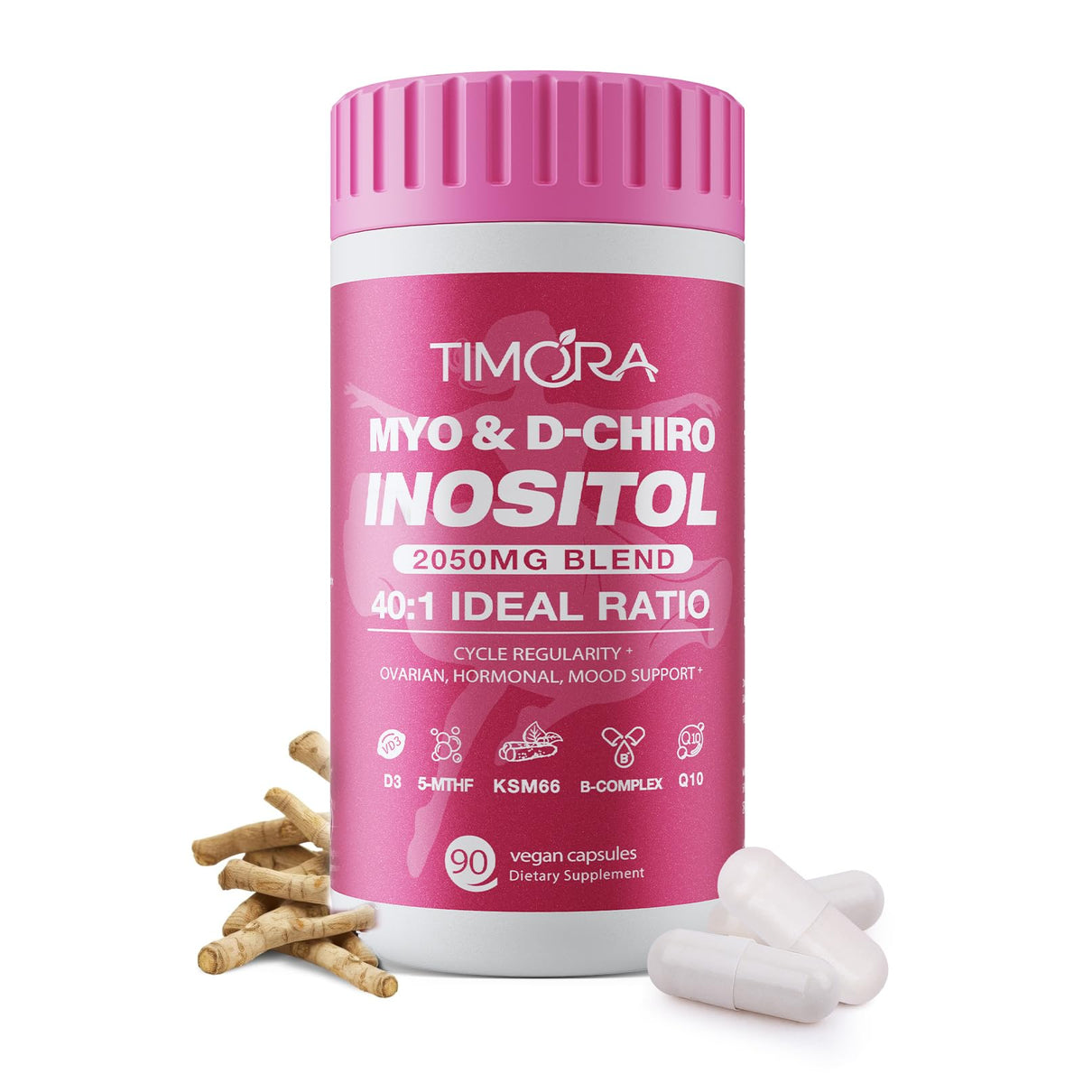 TIMORA Myo-D-Chiro Inositol 40:1, cápsulas para equilibrio hormonal y función ovárica.