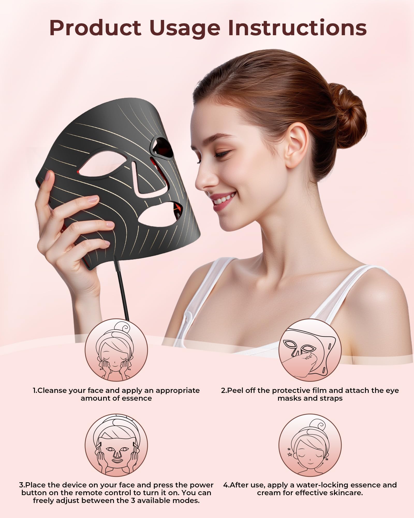 Controles intuitivos para ajustar modos de la máscara facial tinkoola.