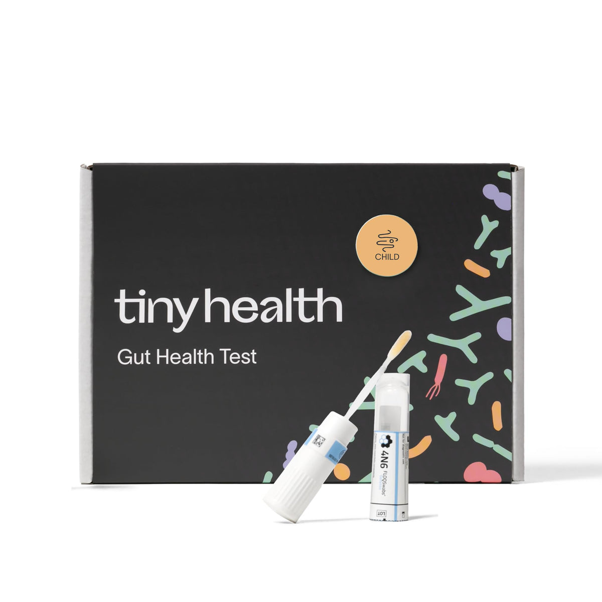 Tiny Health: caja del kit lista para iniciar la prueba del niño