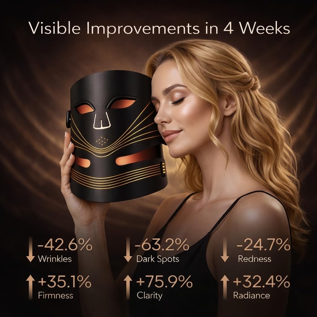 Tiyeaud máscara LED Rostro-Cuello con cuatro longitudes de onda para cuidado versátil.