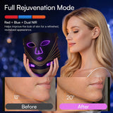 Tiyeaud máscara LED rostro-cuello luz morada para cobertura uniforme.