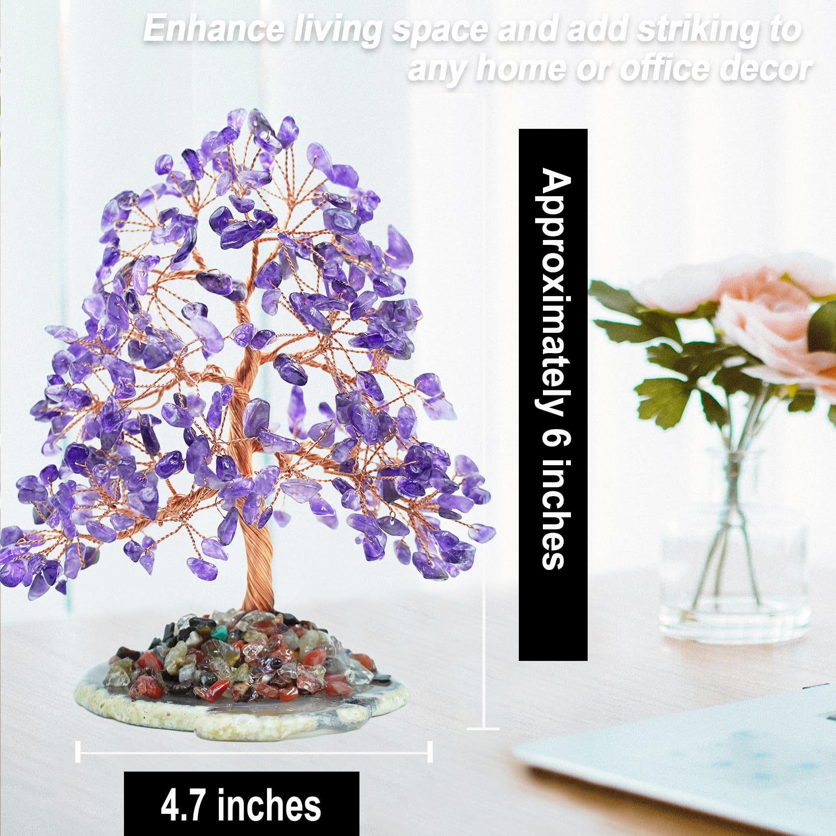Tizzomx Árbol amatista detalle de ramas para meditación y relajación.