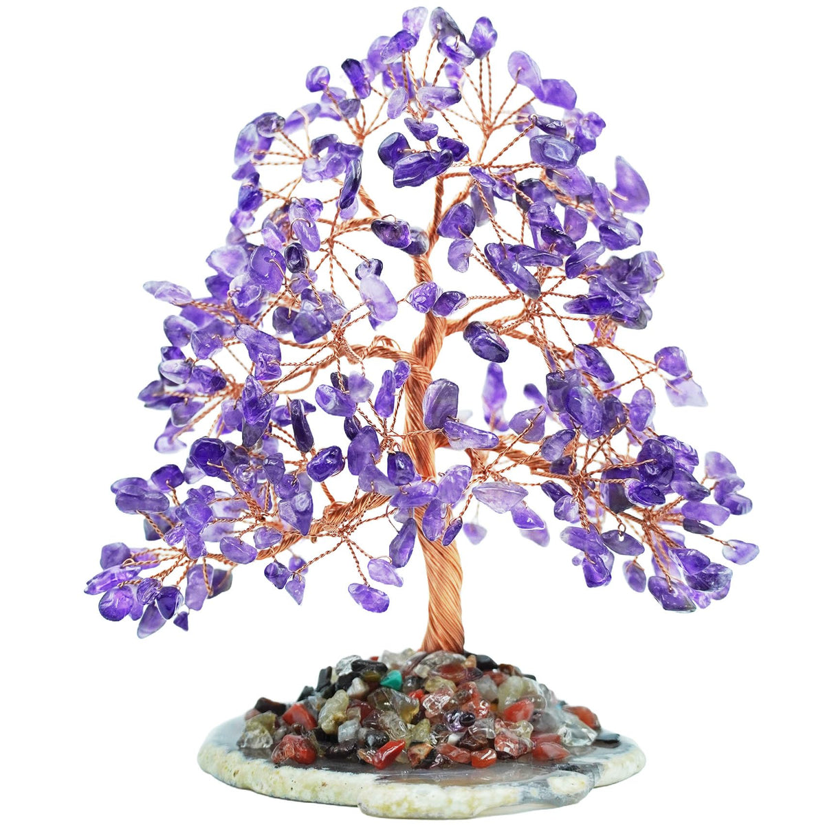 Tizzomx Árbol cristal amatista con hojas para equilibrio y energía positiva.