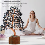 Tizzomx Árbol Obsidiana, 320 cuentas brillantes para un toque zen