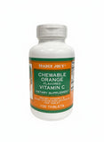 TJ's Vitamina C masticable sabor naranja, 100 tabletas, sabor cítrico para consumo diario