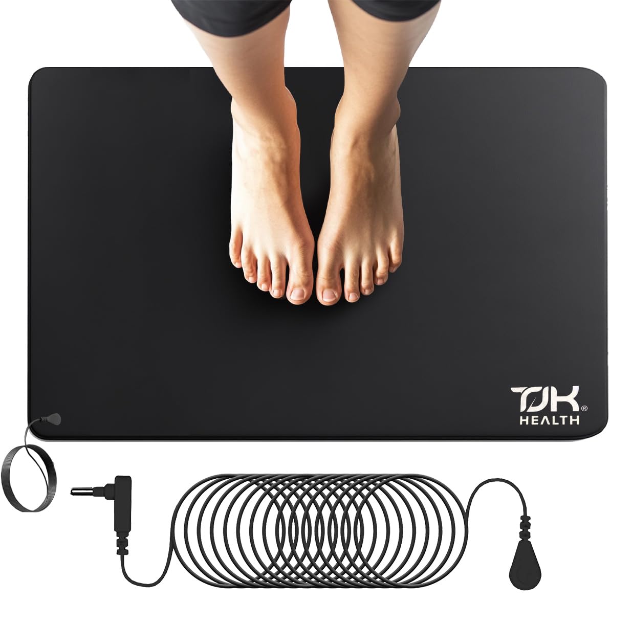 Alfombrilla TJK Health para pies con conexión a tierra, favorece relajación.