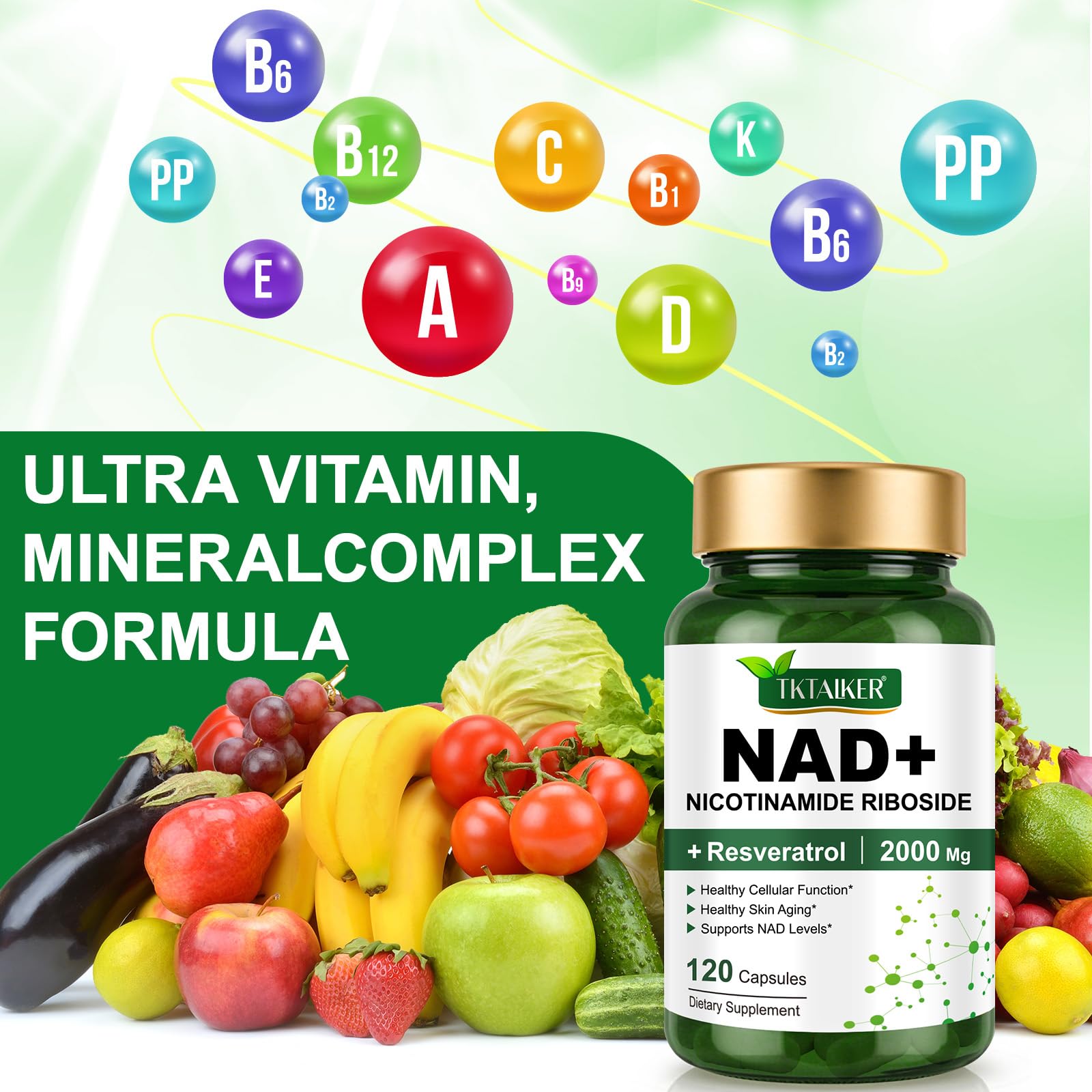 TKTALKER Fórmula niacinamida ribosido resveratrol, antioxidantes compatibles.