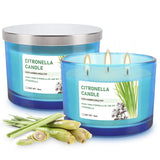 TLNFHRPI par de velas en jarras de vidrio azules, prolonga ambientación.