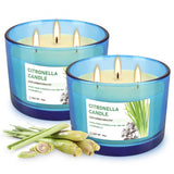 TLNFHRPI velas citronella triple-mecha en frascos azules, aroma intenso para exteriores.