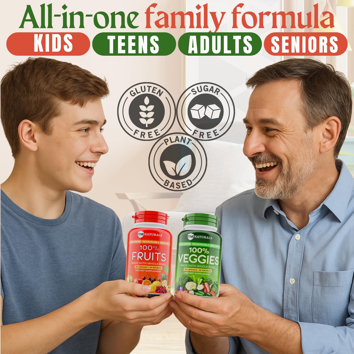 TM NATURALS: cápsulas de frutas y verduras, presentación vegana