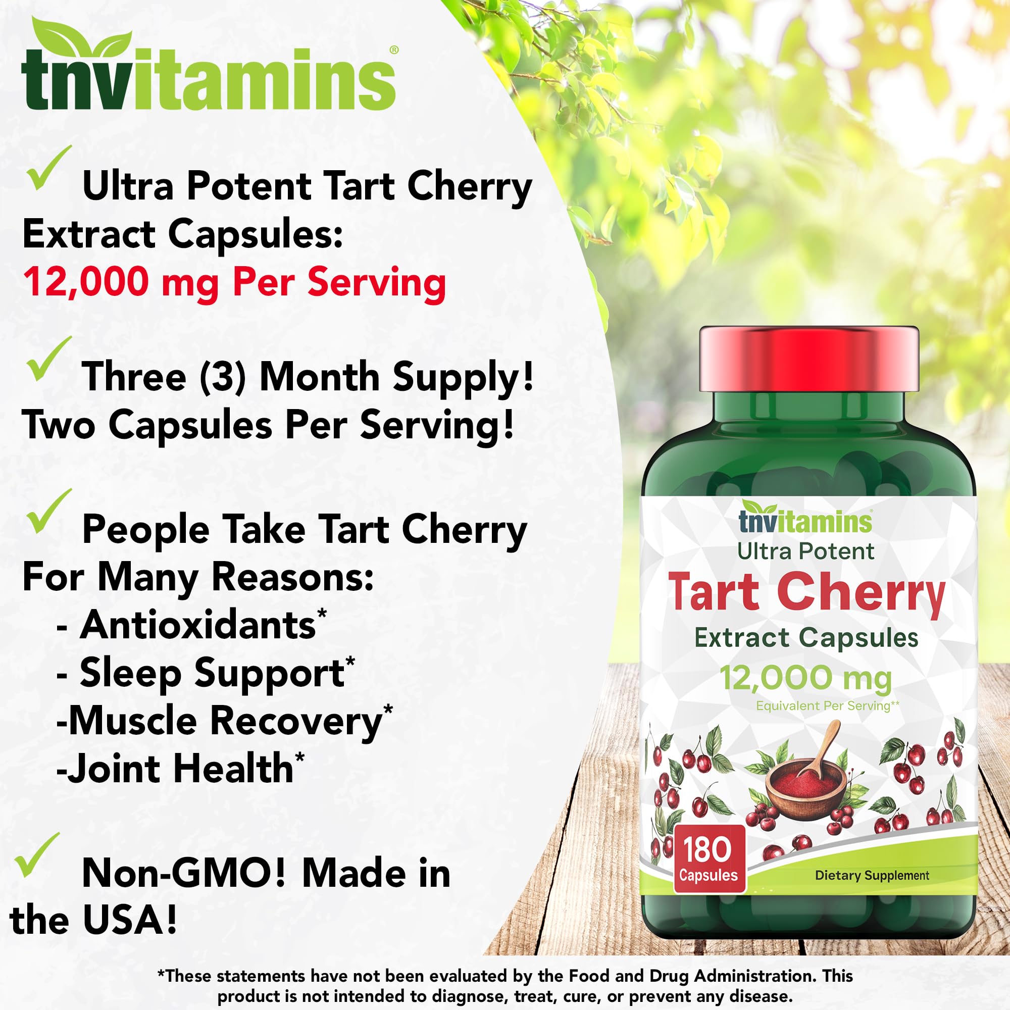 tnvitamins cápsulas cereza Montmorency con sueno reparador y descanso nocturno